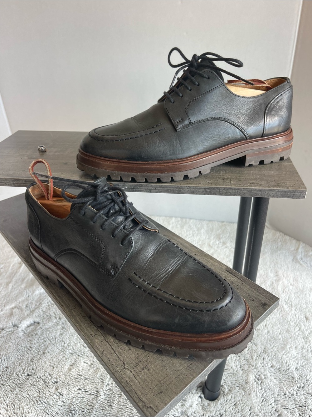 Bobbie’s Men's Black Leather Lace-Up Dress Shoes Size 40 (US7-7.5)